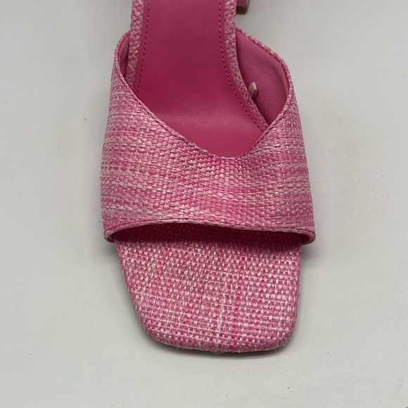 H&M - Pink Open Toe Straw Like Lightweight Slip On Heeled Sandal Size 40 - Picture 4 of 14